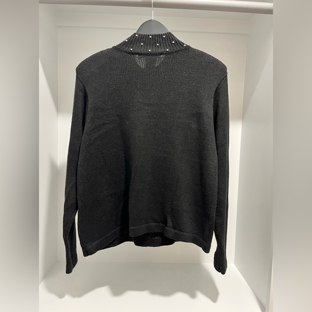 Victoria Jones vintage Black Sweater with embroidered beaded Snowflake Design M - Picture 5 of 7